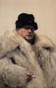 Anders Zorn Self-portrait in a Wolfskin oil painting reproduction